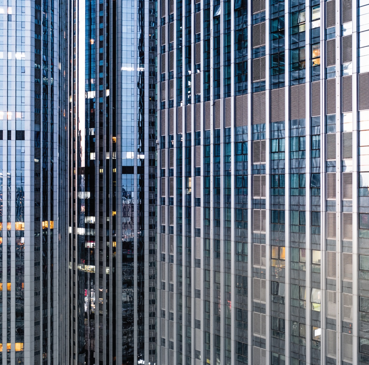 Skyscraper with glass window façade