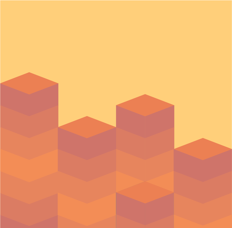 Orange cube stacks on a yellow background.