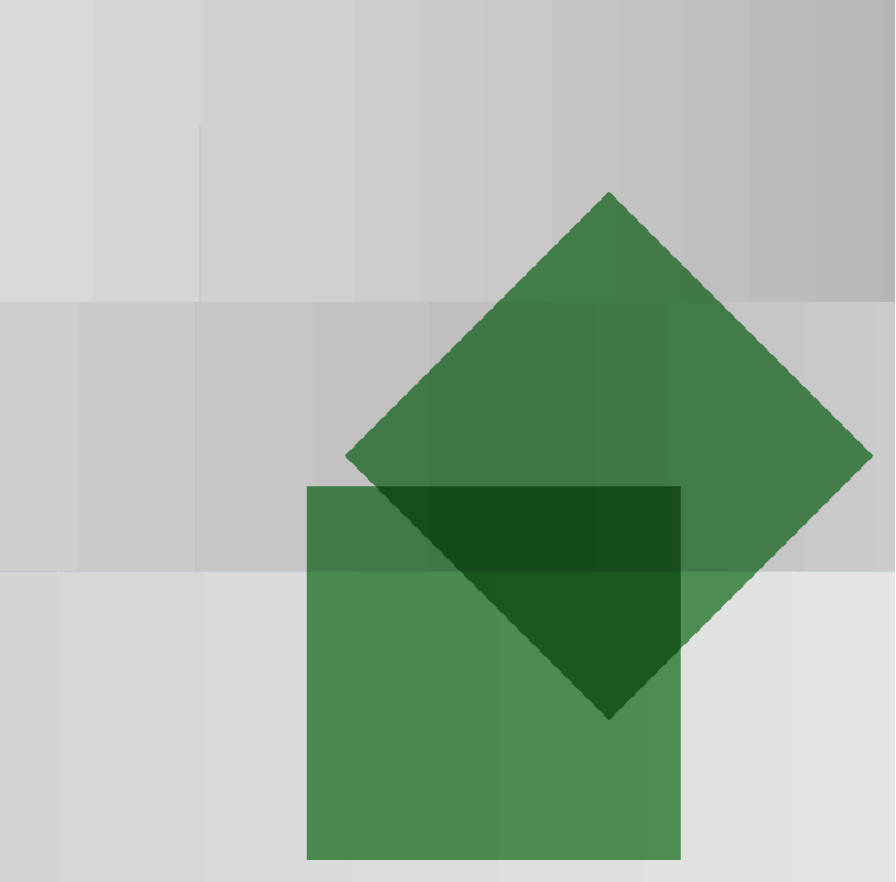 Two interlocking green squares on a gray gradient background.