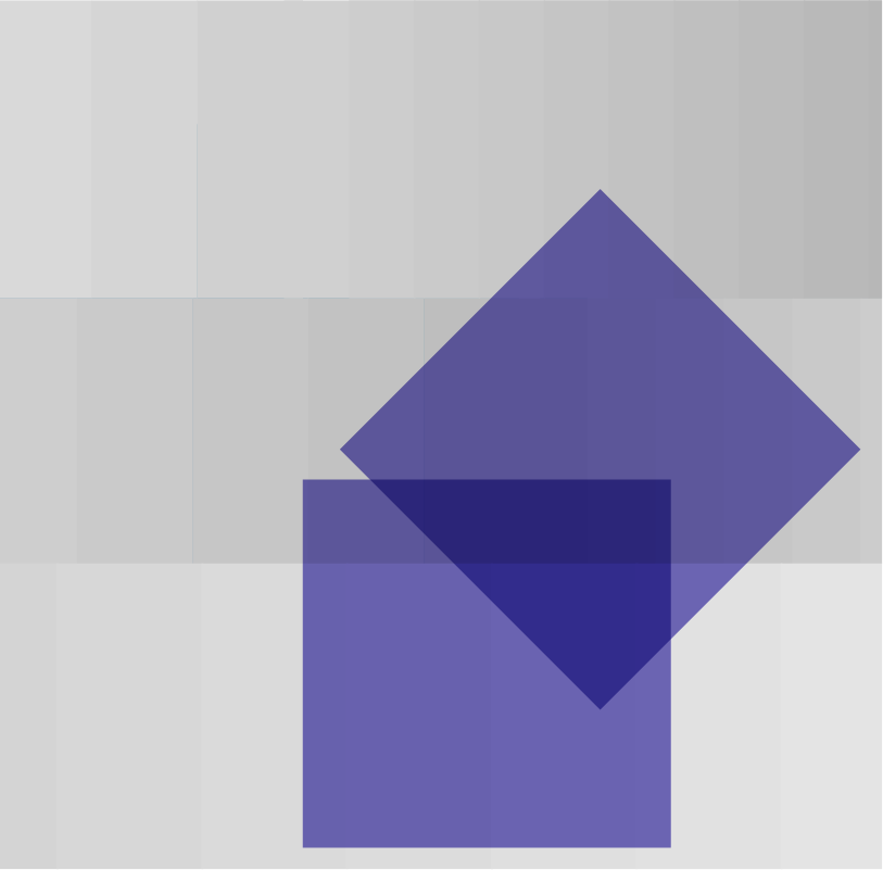 Two purple interlocking squares on a gray gradient background.