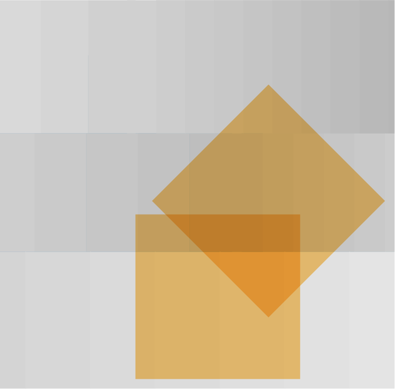 Two interconnecting orange squares on a gray gradient background.